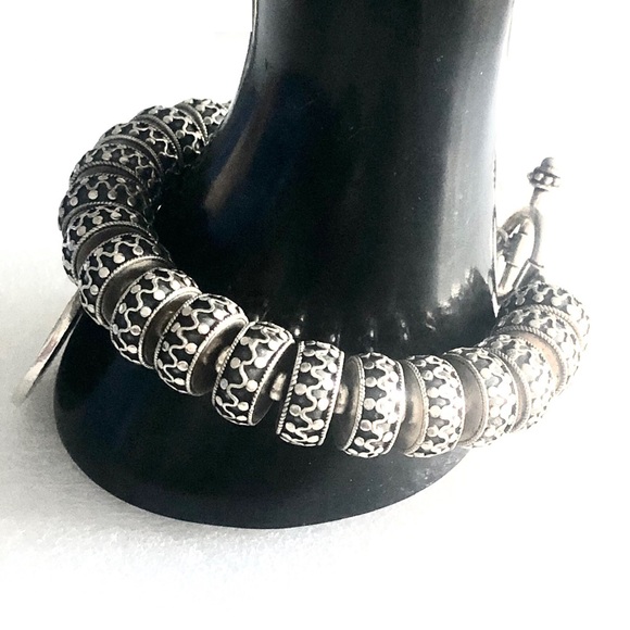 SILPADA Sterling Silver Oversized Oxidized Silver B2BS ROTTEN Toggle Bracelet - Picture 10 of 17